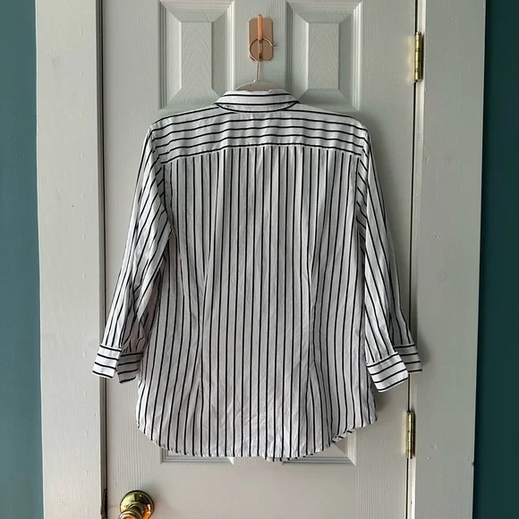 Ralph Lauren Black & White Pinstripe Button-Down Shirt | Size L - Picture 6 of 7